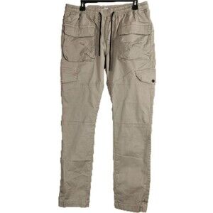 Kuwallatee Men’s Cargo Jogger Pants XL Khaki NWT Stretch Cotton Elastic Waist